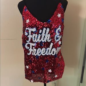 No Boundaries Red Sequin Tank Top